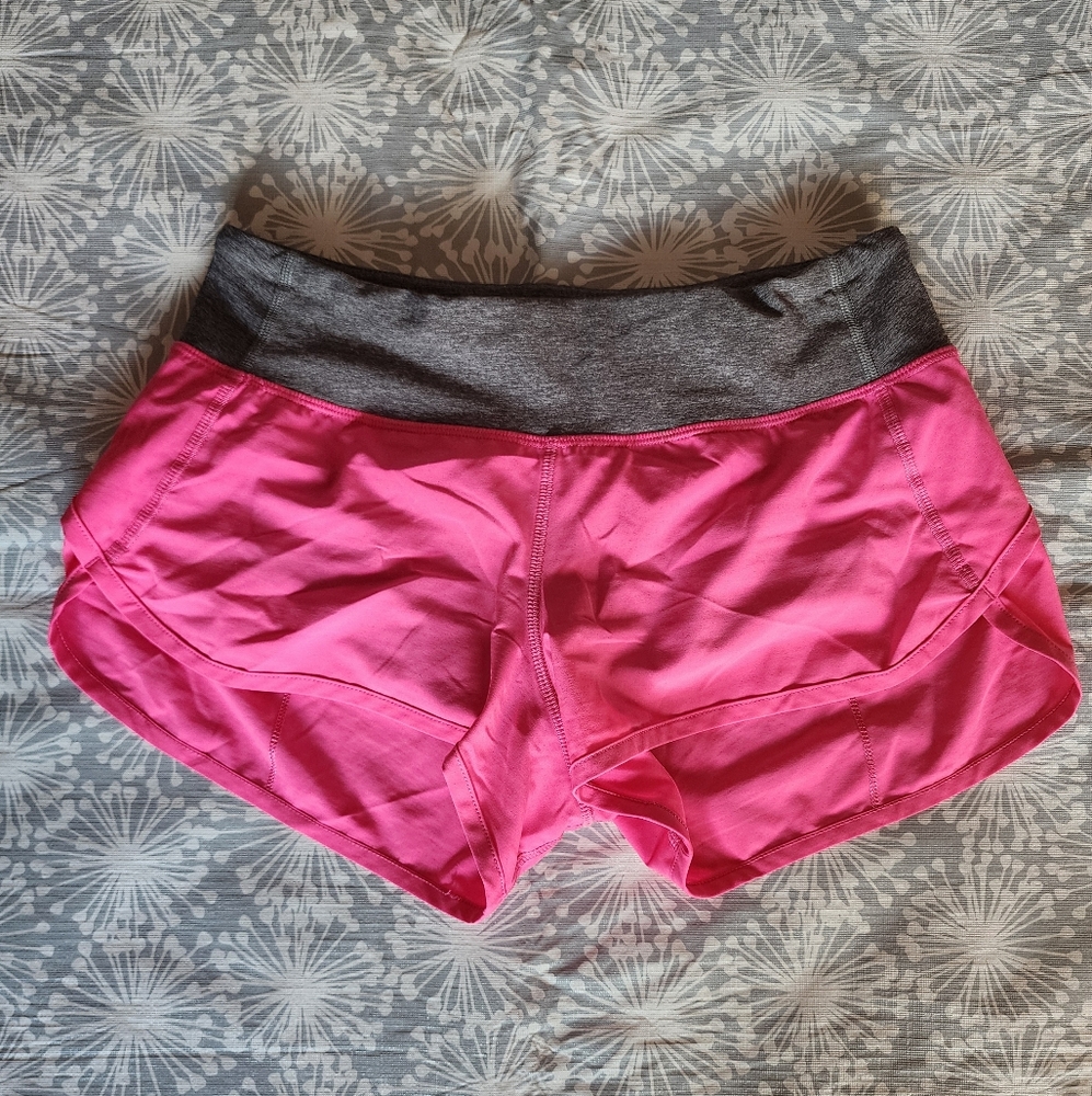 Lululemon Athletica Pink and Gray Speed Shorts Lightweight Design